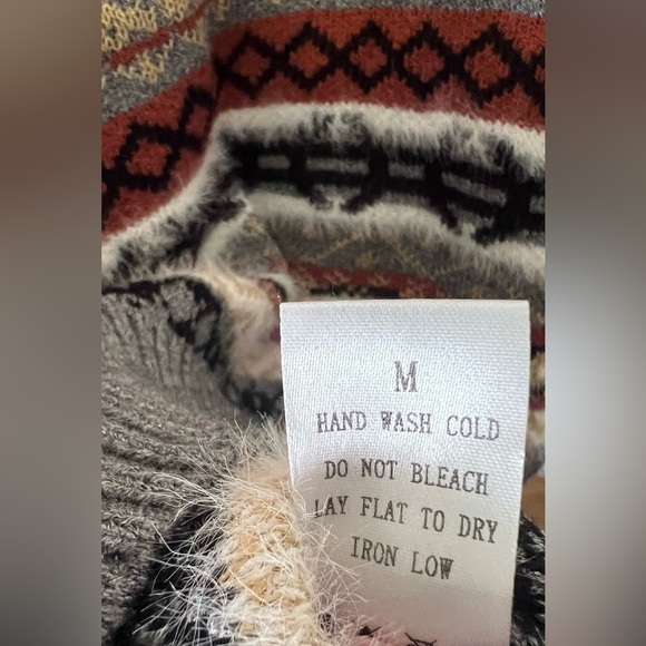 Shop Stevie Ladi Striped Gray & Brown Knit Turtleneck Sweater/Med - Picture 5 of 6